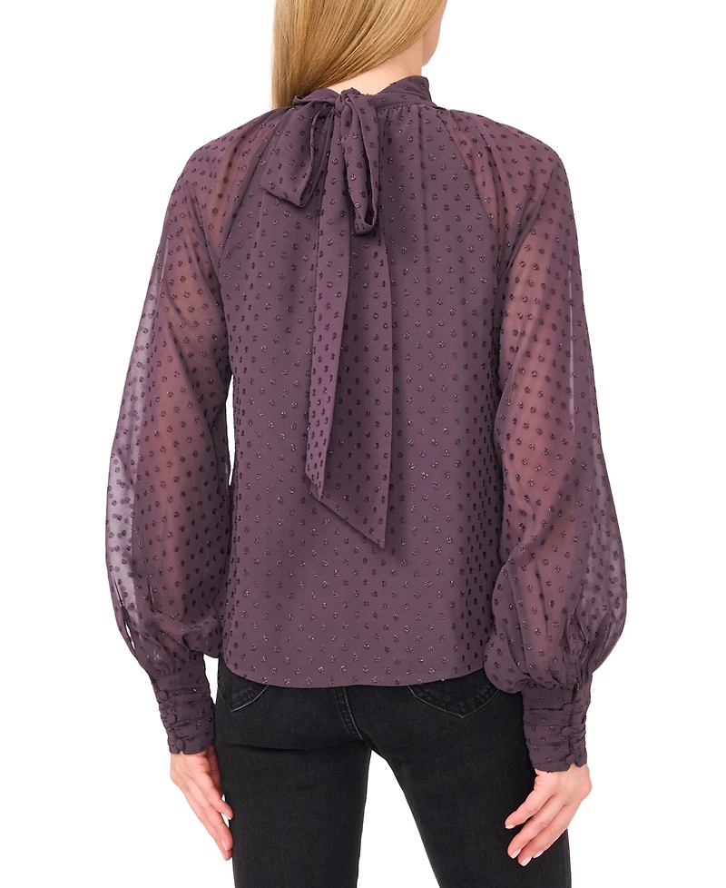 CeCe Women's Long-Sleeve Bow Neck Raglan Blouse