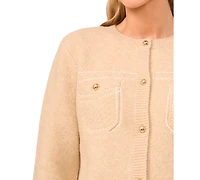 CeCe Women's Long Sleeve Patch Pockets Cardigan
