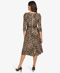 Calvin Klein Women's Belted Animal Midi Dress