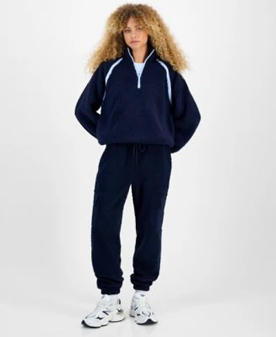 Hiippie Rose Juniors Half Zip Sherpa Fleece Top Sherpa Fleece Cargo Pants