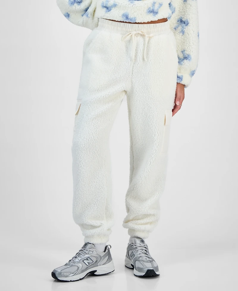 Hippie Rose Juniors' Sherpa Cargo Jogger Pants