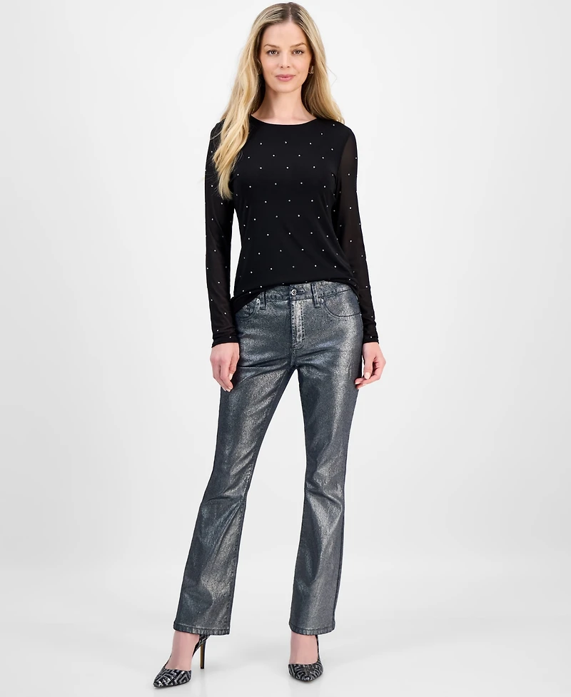 I.n.c. International Concepts Petite Embellished Mesh Top, Macy's Exclusive