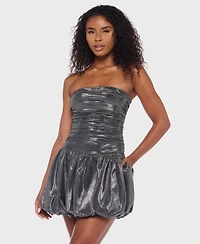 Alex & Sophia Juniors' Strapless Straight Neck Short Dress