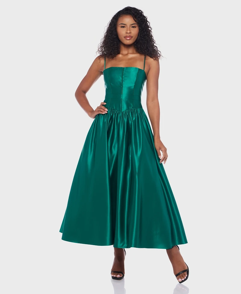 Alex & Sophia Juniors' Satin Corset Fit Flare Dress