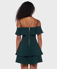 B Darlin Juniors' Ruffled Off-The-Shoulder Dress