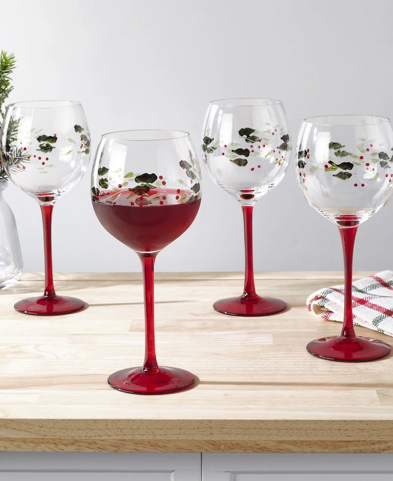 Winterberry Wine Glasses, Set of 4