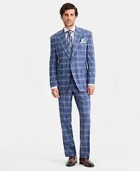 Tayion Collection Men's Classic-Fit Navy Plaid Suit Separates Jacket
