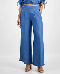 I.n.c. International Concepts Petite High Rise Wide-Leg Chambray Pants, Macy's Exclusive