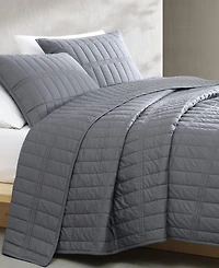 Calvin Klein Washed Percale Solid Cotton 2-Pc. Quilt Set, Twin