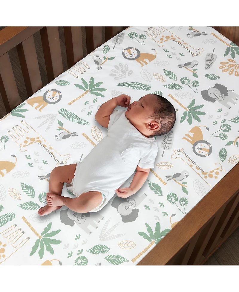 Lambs & Ivy Baby Jungle Friends 5-Piece Safari Animals Nursery Crib Bedding Set