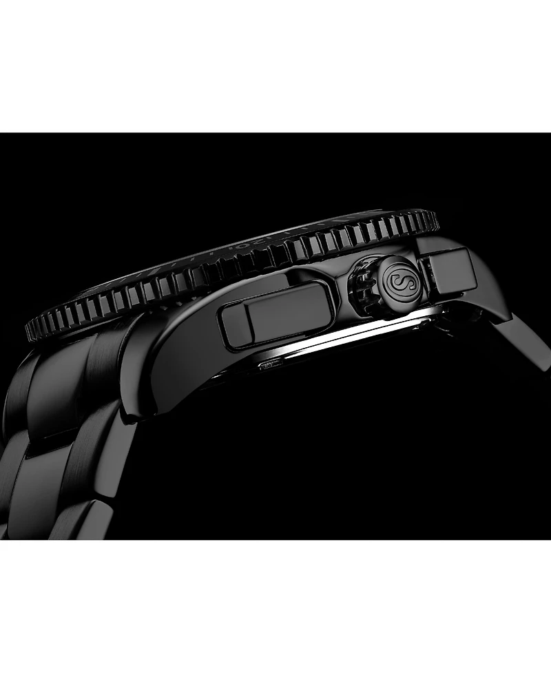 Stuhrling Men's Monaco Black Stainless Steel, Black Dial, 47mm Round Watch