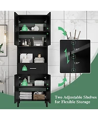 Casainc 70.9" Tall Freestanding Bathroom Cabinet with Drawer, Cabinets, 4 Soft-Close Doors, Adjustable Shelves and Open Storage