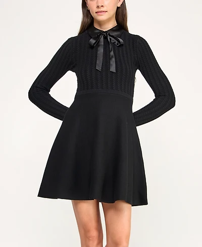 Invitee Juniors' Long Sleeve Collar Neck Sweater Dress