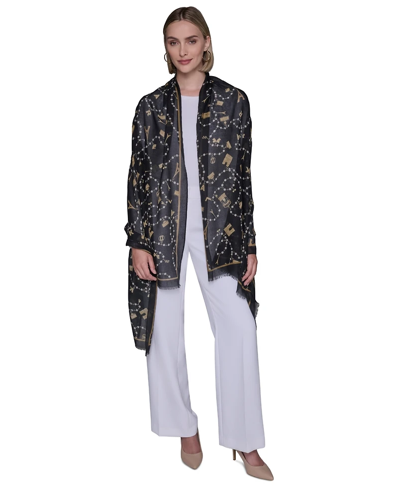 Karl Lagerfeld Paris Cultivated Pearls and Charms Oversized Neck Wrap