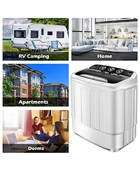 Gymax Compact Mini Twin Tub 8lbs Washing Machine Washer Spinner
