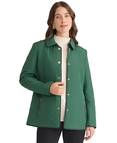 Jones New York Women's Quilted Snap Front Long Sleeve Jacket