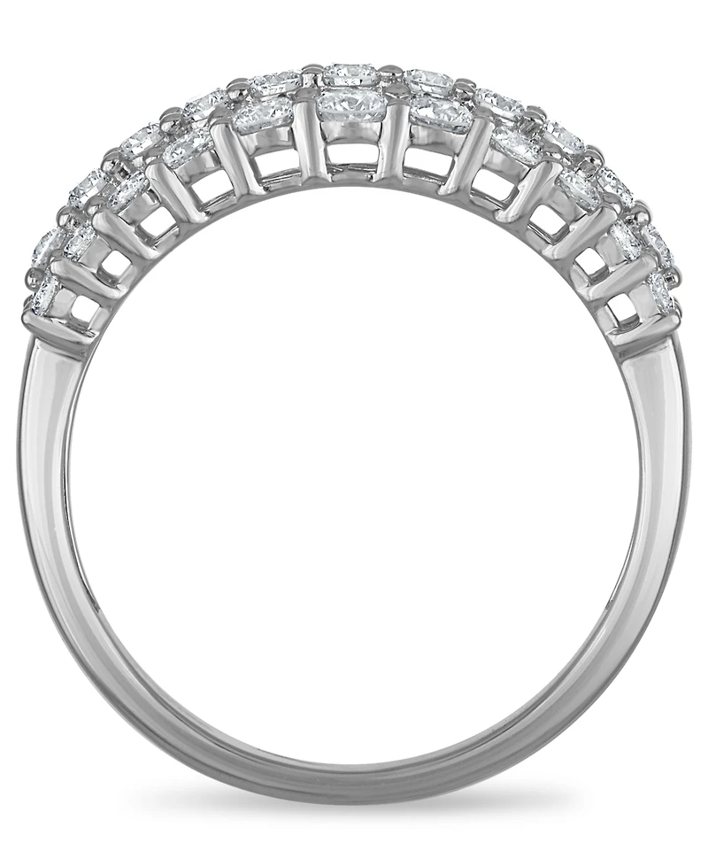 Diamond 3-Row Band Ring (1 ct. t.w.) in 14k White Gold