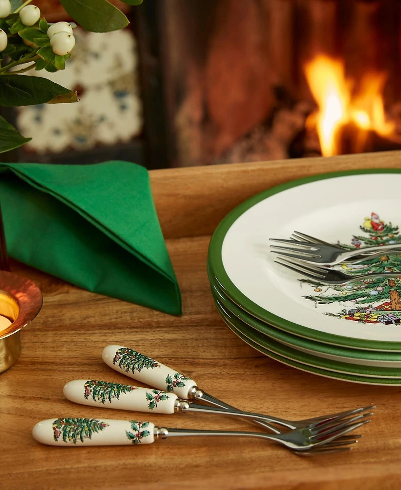 Spode Christmas Tree Pastry Forks, Set of 6