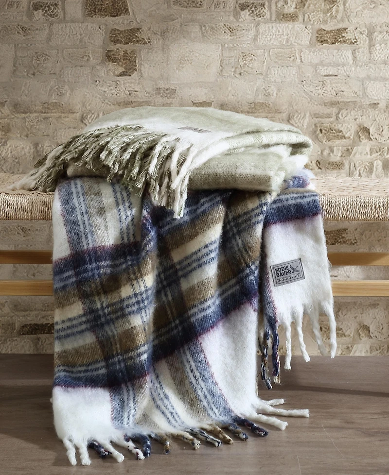 Eddie Bauer Plaid Faux Mohair Throw, 60" x 50"