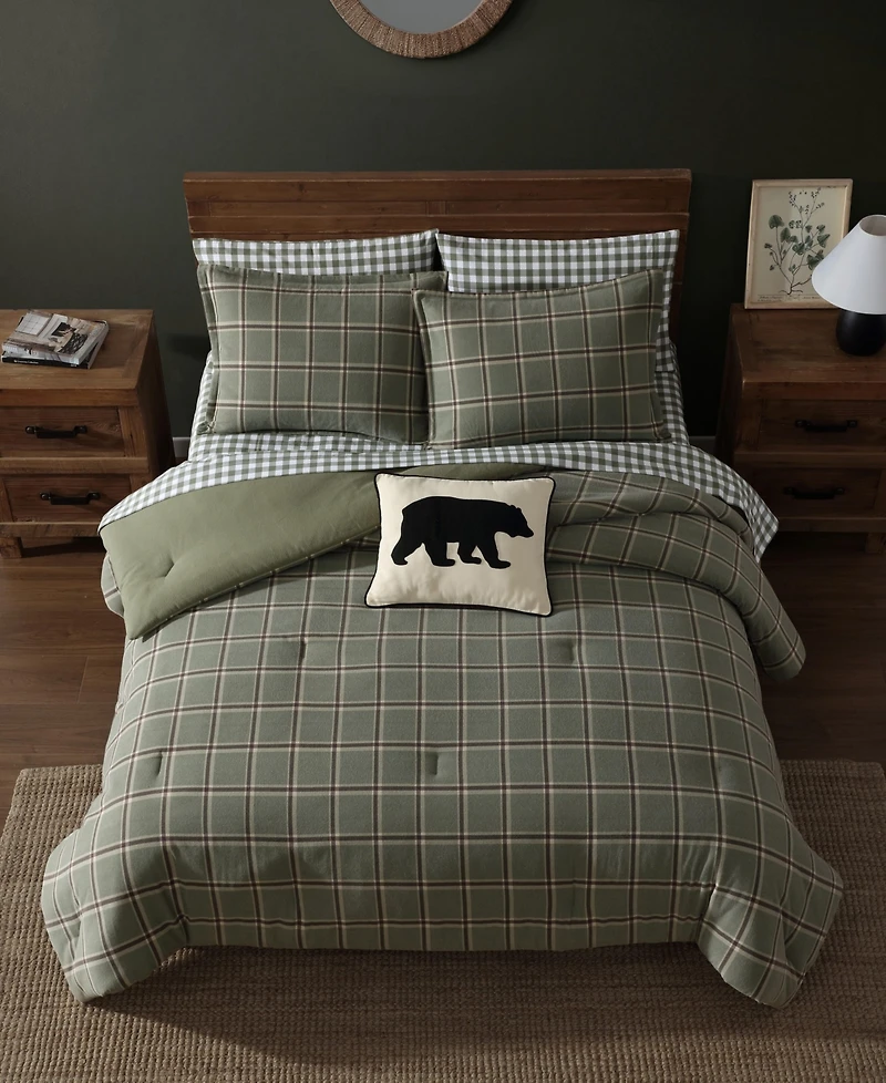 Eddie Bauer Alpine Plaid Printed Flannel 3-Pc. Comforter Set, King