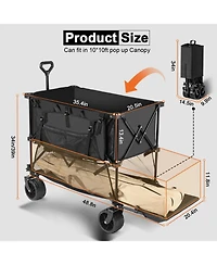 450lbs Heavy Duty Double Decker Collapsible Folding Wagon Cart with 360° Wheels, and Extra Storage