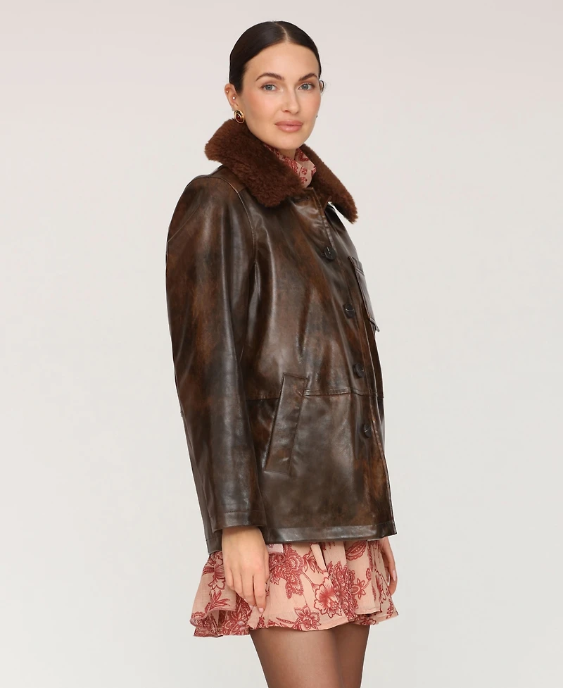 Avec Les Filles Women's Contrast Collar Coat