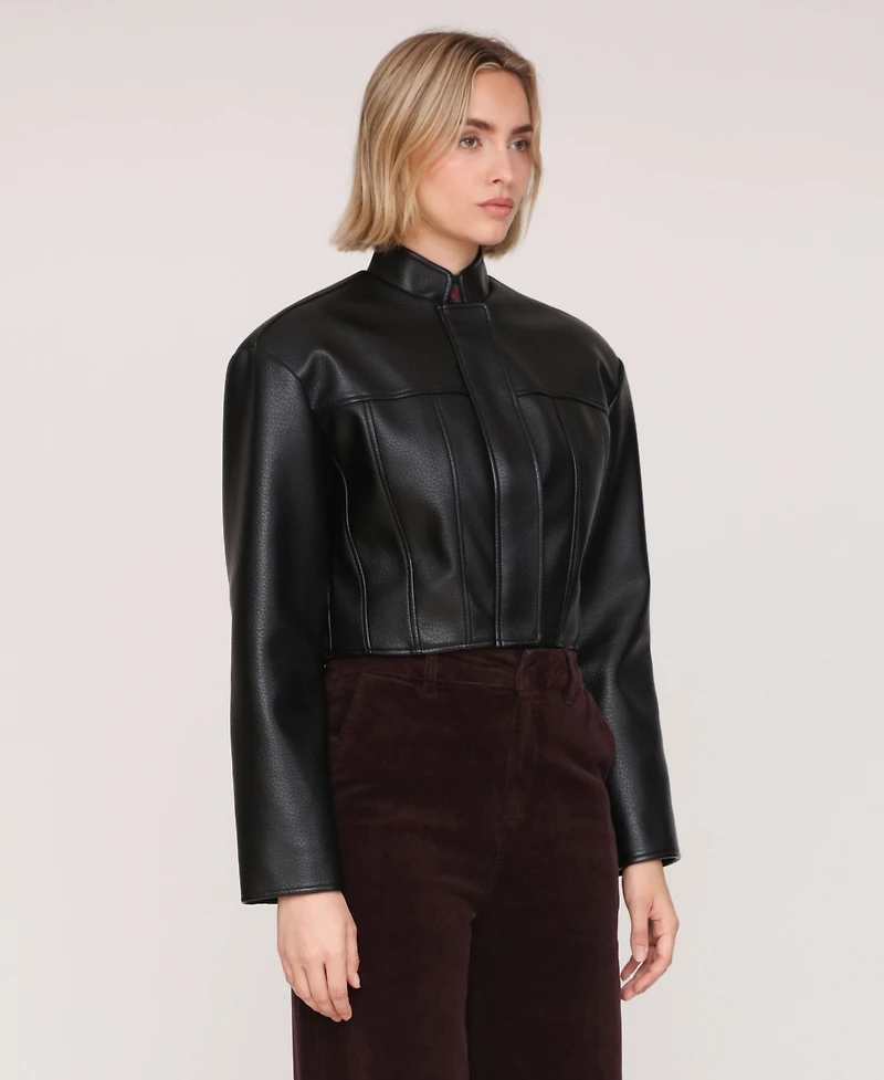 Avec Les Filles Women's Wide Shoulder Cropped Jacket