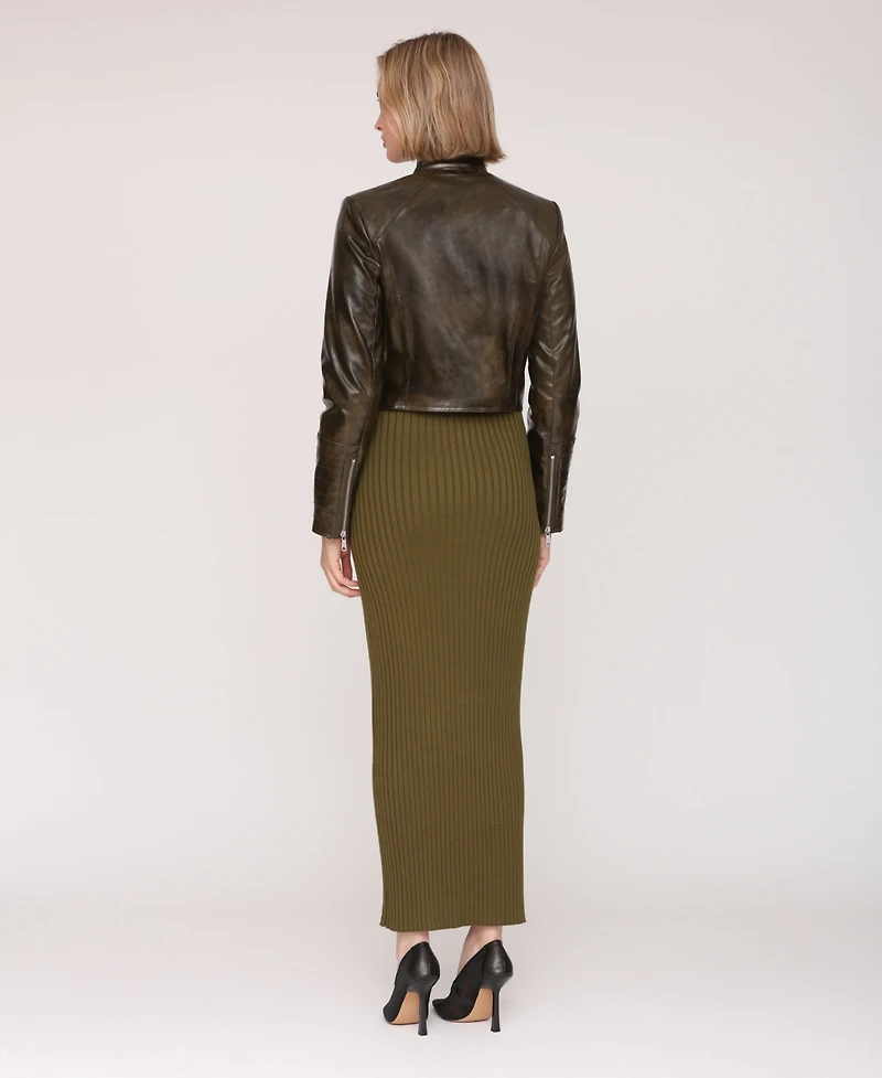 Avec Les Filles Women's Cropped Moto Jacket
