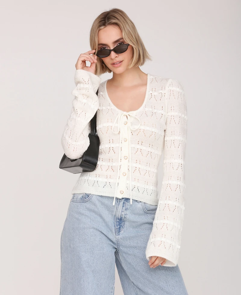 Avec Les Filles Women's Scoop Neck Cardigan