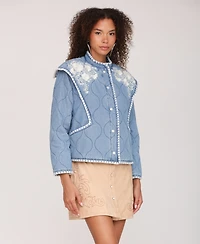 Avec Les Filles Women's Shoulder Flang Quilted Jacket