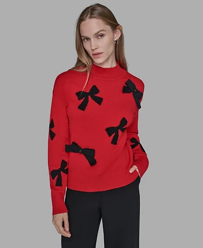 Karl Lagerfeld Paris Women's All-Over Bow Sweater
