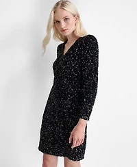 Dkny Women's Long Sleeve Sequin Shift Dress