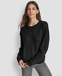 Dkny Women's Sparkle Hotfix Long Sleeve Sweater