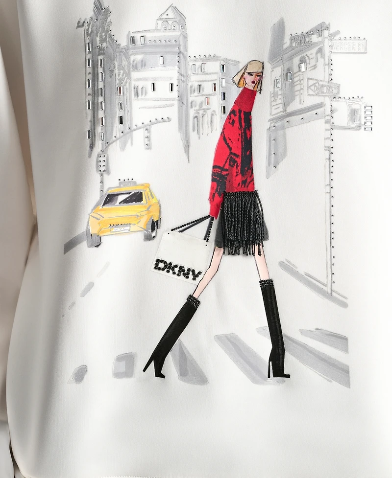Dkny Women's Crossing Times Square Print Sweatshirt