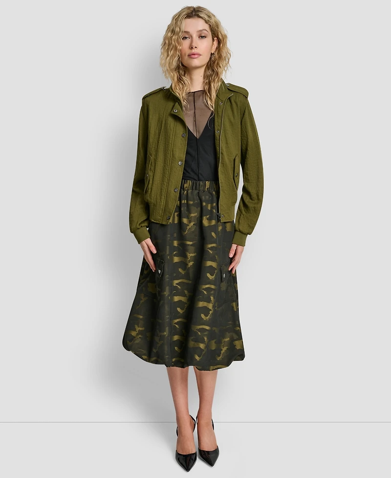Dkny Women's Heavy Twill Bomber Long Sleeves Jacket