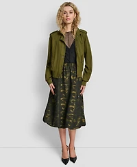 Dkny Women's Heavy Twill Bomber Long Sleeves Jacket