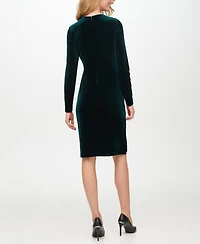 Calvin Klein Women's Velvet Side Bar Trim Dress
