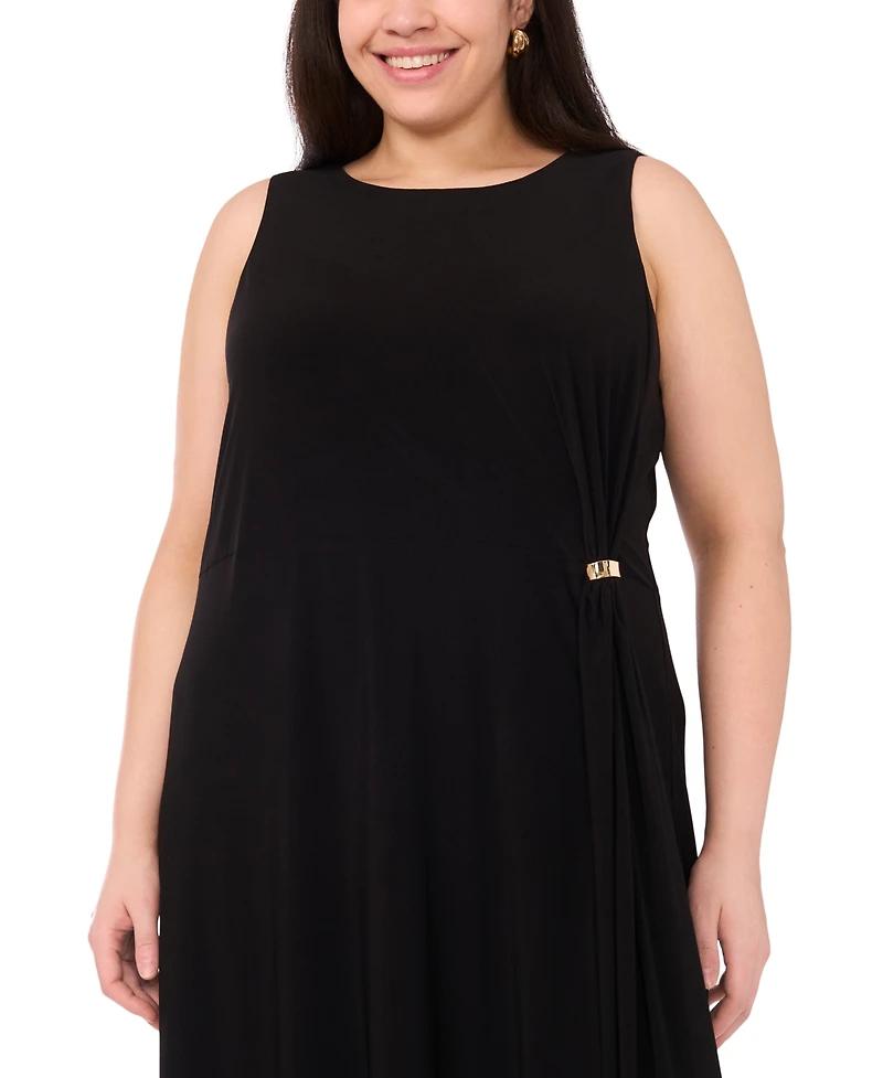 Vince Camuto Plus Gathered Twist with Gold Trim Ring Maxi Dress