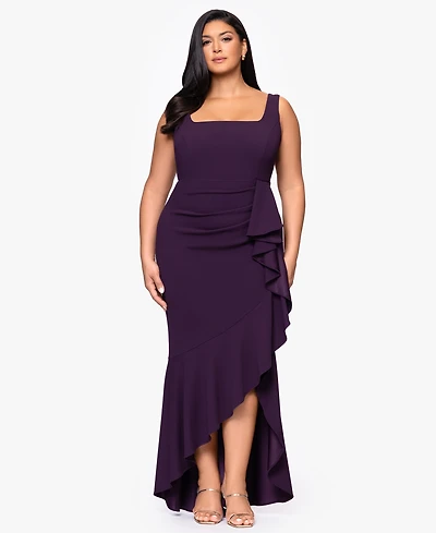 Betsy & Adam Plus Ruffle Detail Maxi Dress