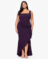 Betsy & Adam Plus Ruffle Detail Maxi Dress