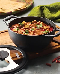 Tramontina Utsava Pre-Seasoned Cast Iron 2.3-Quart Kadai with Lid