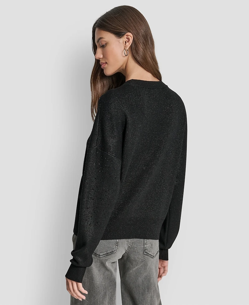 Dkny Women's Sparkle Hotfix Long Sleeve Sweater