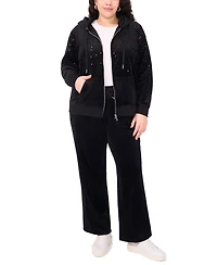 Vince Camuto Plus Velour Zip-Front Hoodie Jacket