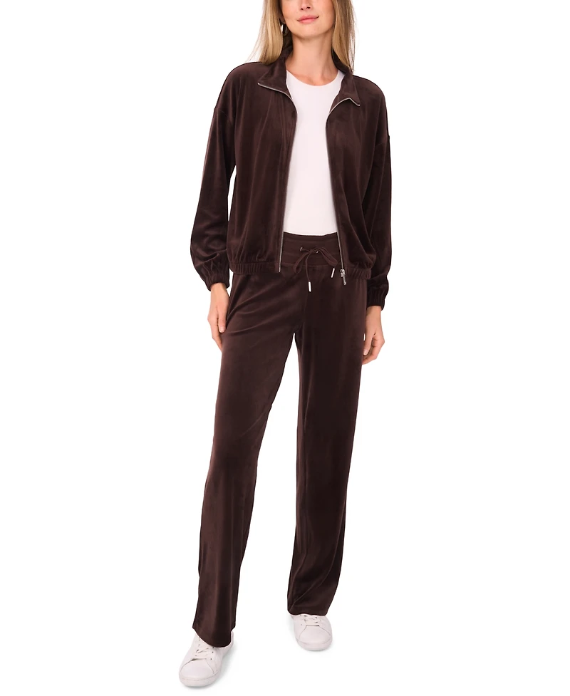 Vince Camuto Women's Zip Up Mock Neck Velour Jacket