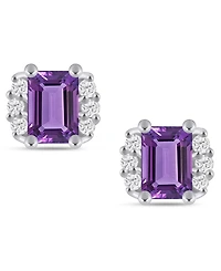 Macy's Gemstone and Diamond 1/3" Stud Earrings 10K White Gold (also Yellow Gold)