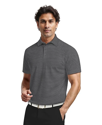 Pga Tour Men's Heathered Stripe Golf Polo Shirt