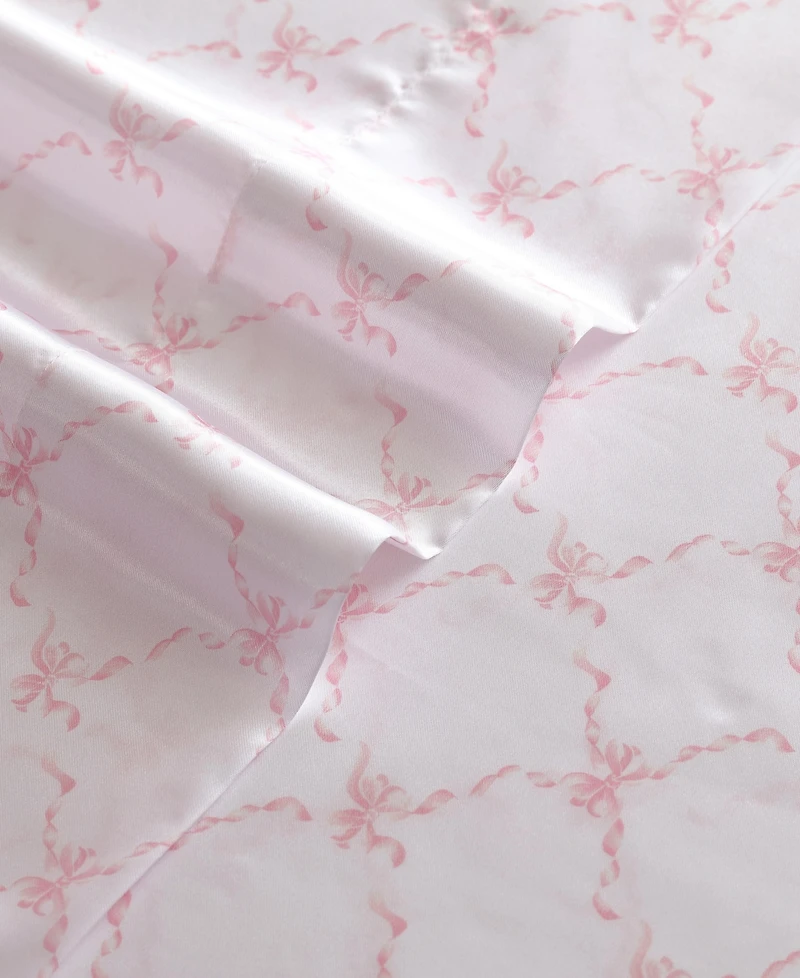 Laura Ashley Printed Satin 4-Pc. Sheet Set