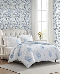 Laura Ashley Sophia Cotton 3-Pc. Duvet Cover Set, Full/Queen