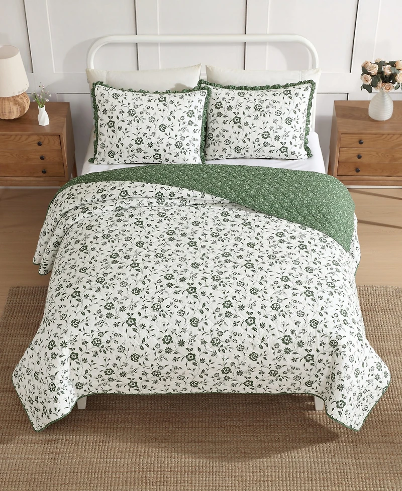 Laura Ashley Miranda Cotton 3-Pc. Quilt Set