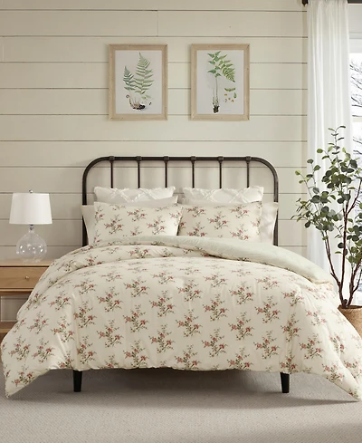 Laura Ashley Jessika Printed Flannel 3-Pc. Comforter Set